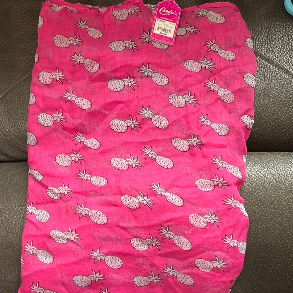 Candie's Pink Pineapple Print infinity scarf